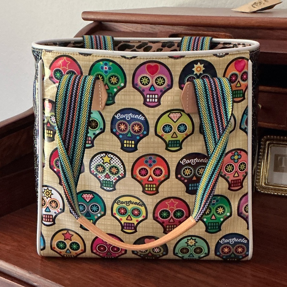 Consuela Colorful Skull Print Large Tote